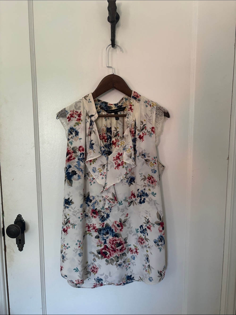 White House Black Market | Sleeveless Ruffle Blouse